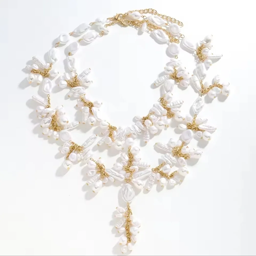 Pearl and Gold Statement Necklace - Picture 2 of 7